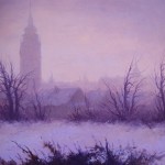 Nagykőrös téli ködben /50x60/